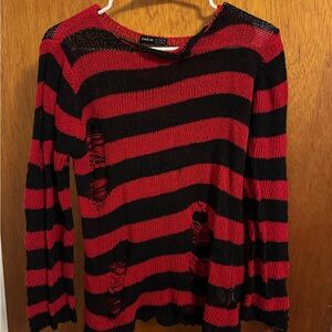 SHEIN Red and Black Knit Sweater